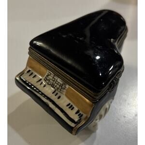 Hand-Painted Grand Piano Trinket Jewelry Box Porcelain EUC